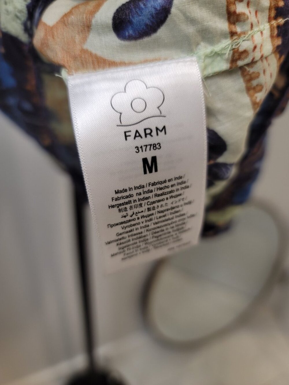 Farm Rio Green Ocean Tapestry Lace Blouse Sz Medium Multicolor - Picture 6 of 6